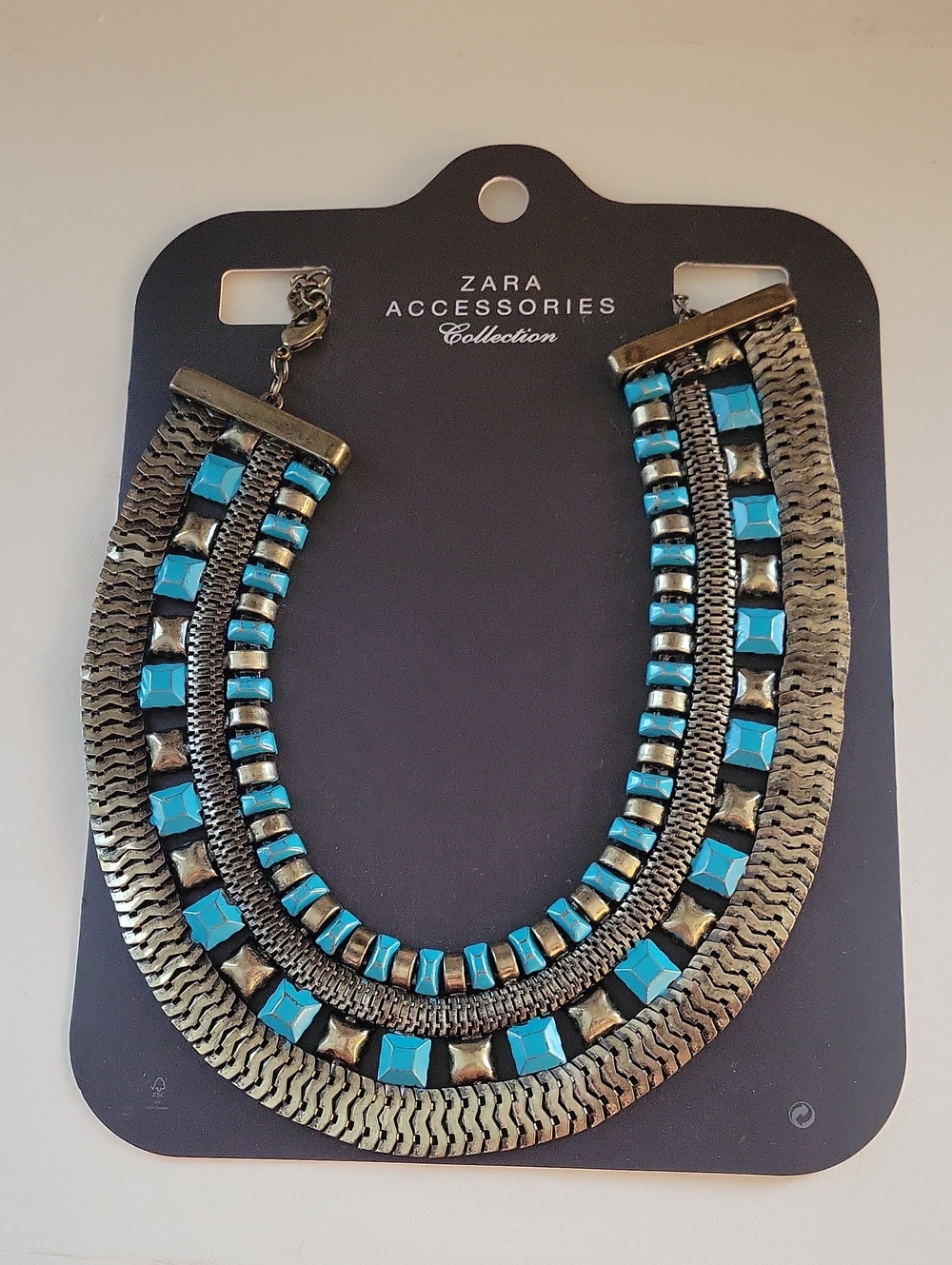 Zara Turquoise and Antique Bronze Multi-Row Necklace